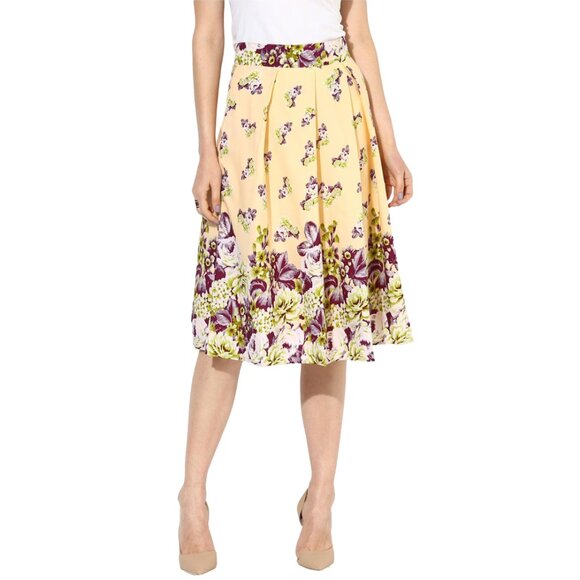 Women’s Printed Midi High Waist Breathable Soft Casual & Formal Wear Mid Length - Picture 5 of 16